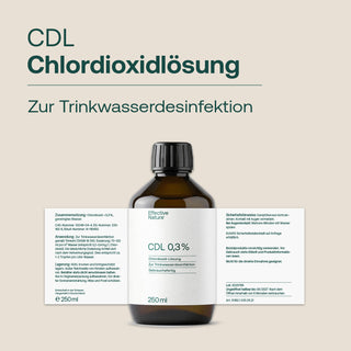 Effective Nature CDL 0,3 % Chlordioxid-Lösung 250 ml in brauner Glasflasche zur Trinkwasserdesinfektion