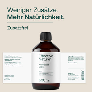 Effective Nature Kolloidales Silber 500ml Braunglasflasche, 25ppm, 99,99% reines Silber, zusatzfrei, hergestellt in...