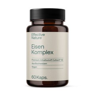 Effective Nature Eisen Komplex, 60 Kapseln, braune Glasflasche, cremefarbenes Etikett, vegan, Cultavit® S2