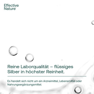 Effective Nature Kolloidales Silber – Produktbild mit Text „Reine Laborqualität – flüssiges Silber in höchster Reinheit