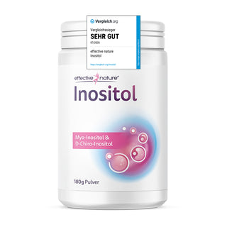 Effective Nature Inositol Pulver 180g, weiße Dose mit Myo-Inositol & D-Chiro-Inositol, Vergleich.org Siegel