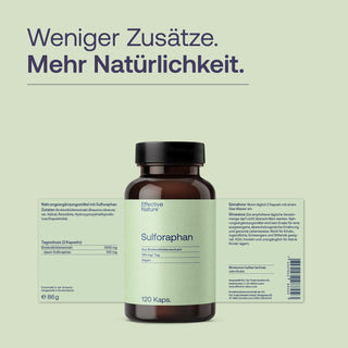 Effective Nature Sulforaphan Kapseln, 120 Stück, braune Glasflasche, grünes Etikett, veganes Nahrungsergänzungsmittel,...