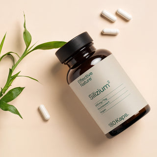 Effective Nature Silizium² Kapseln, braune Glasflasche mit beigem Etikett, 180 Kaps., 245mg, vegan, Pflanze
