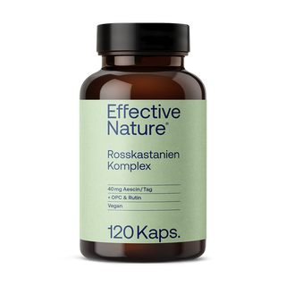 Effective Nature Rosskastanien Komplex, 120 Kapseln, braunes Glasfläschchen, hellgrünes Etikett, 40 mg Aescin, OPC,...