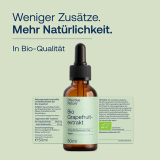 Effective Nature Bio Grapefruitextrakt 50ml Tropfflasche, braunes Glasfläschchen, Bio-Siegel, vegan, 32mg Bioflavonoide